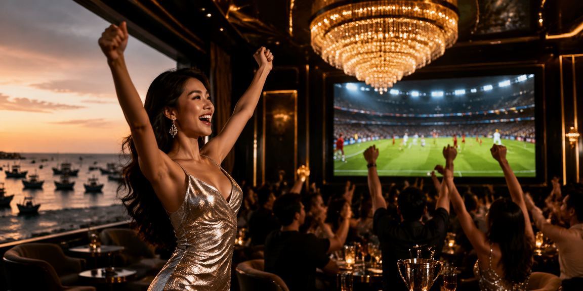 Người hâm mộ bóng đá tại Mũi Né theo dõi kèo cá cược trên điện thoại buổi chiều
